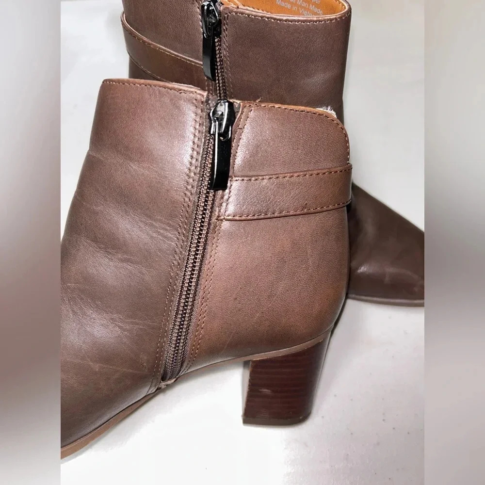 Franco Sarto Ilaria Heeled Leather Brown Booties Women’s 6M - Picture 6 of 11